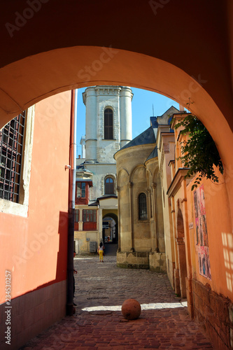 Ancient architecture is Armenian quarter in the old part of Lviv city