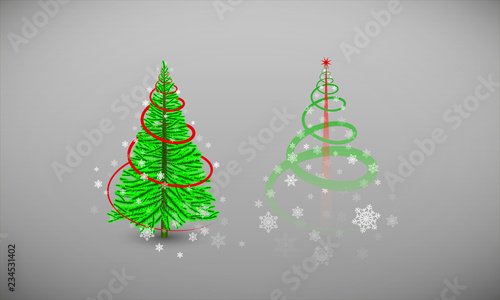 2 versions de sapin de noël, vert réaliste et design aux couleurs facilement modifiables