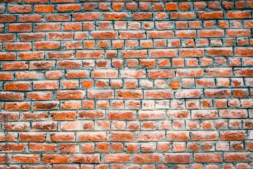 old red brick wall texture background.Retro,empty and damage wallpaper concept.
