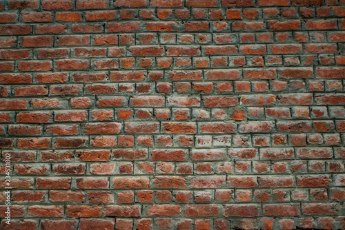 old red brick wall texture background.Retro,empty and damage wallpaper concept.