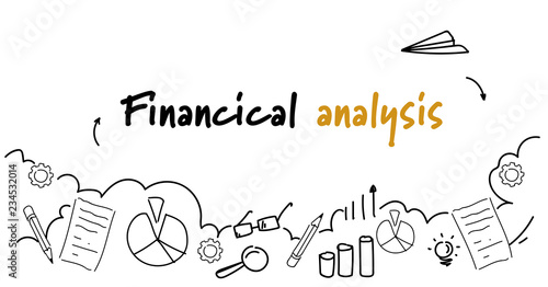 business data report financial analysis concept sketch doodle horizontal isolated