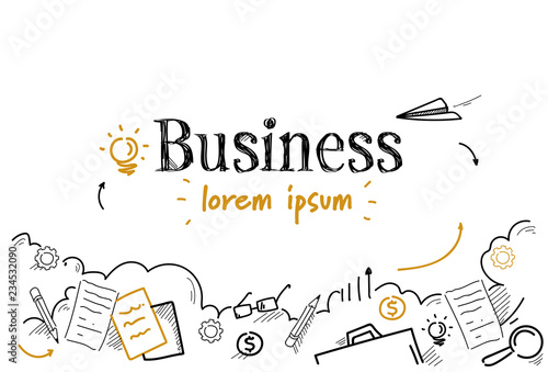 successful business strategy concept sketch doodle horizontal isolated