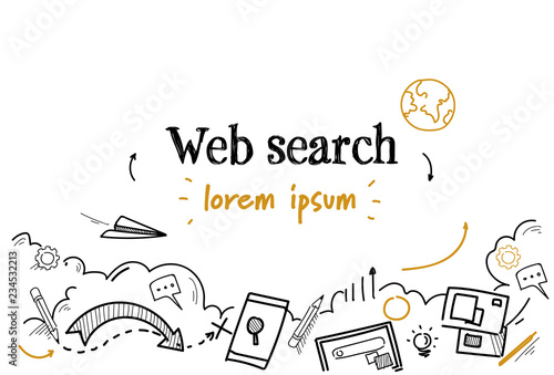 digital content information technology web search concept sketch doodle horizontal isolated