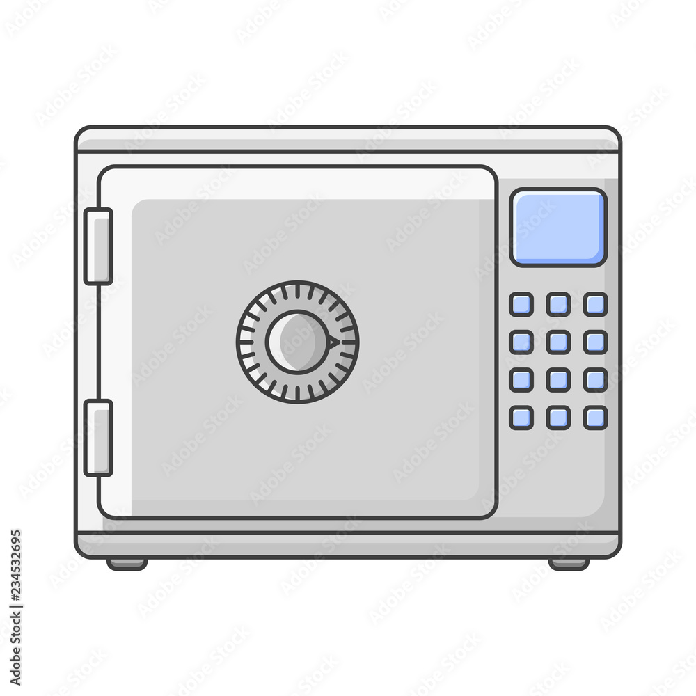 Safe icon for storage of securities and documents. Vector illustration on white background Safe icon for storage of securities and documents. Vector illustration on white background