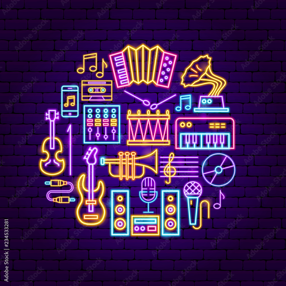 Fototapeta premium Music Neon Concept
