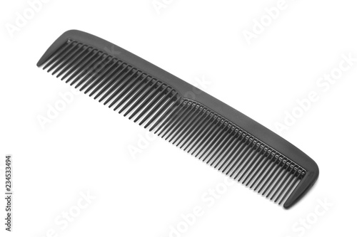 black plastic comb isolated on white