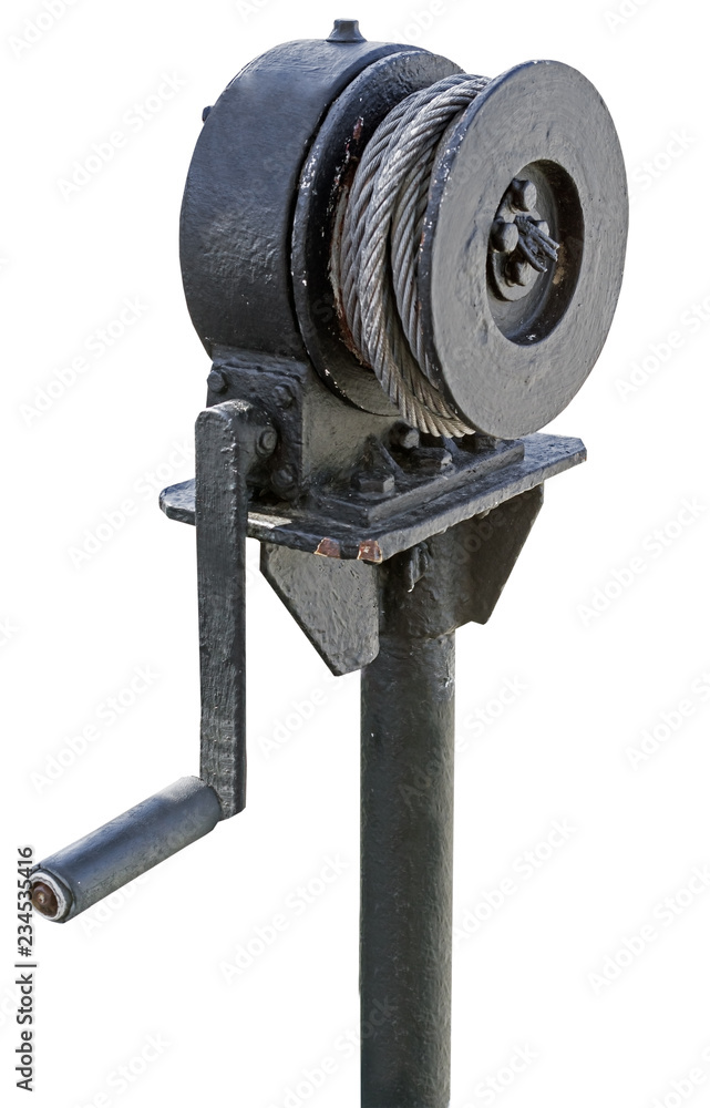 boat trailer hand winch isolated on white boat trailer hand winch isolated on white