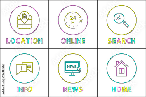 Online services posters set vector illustration