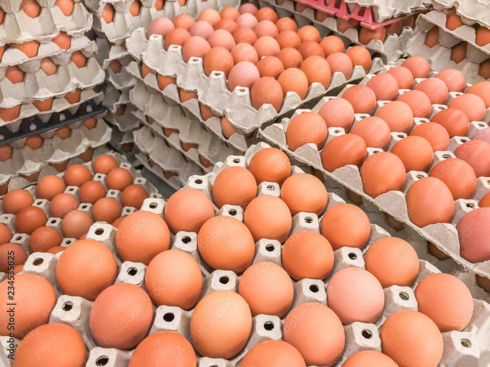 Obraz premium Many fresh egg panel stacked in layers
