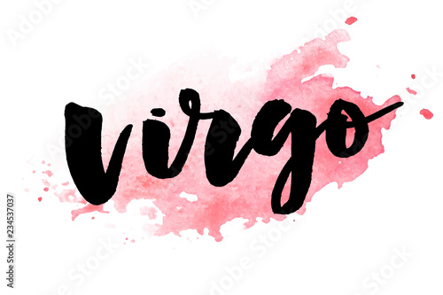 Virgo lettering Calligraphy Brush Text horoscope Zodiac sign illustration