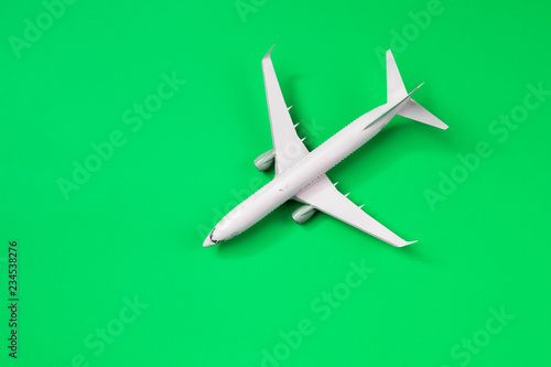 Image of airplane isolated on empty green background