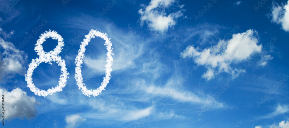 Painted with clouds on a blue background with white clouds number 80