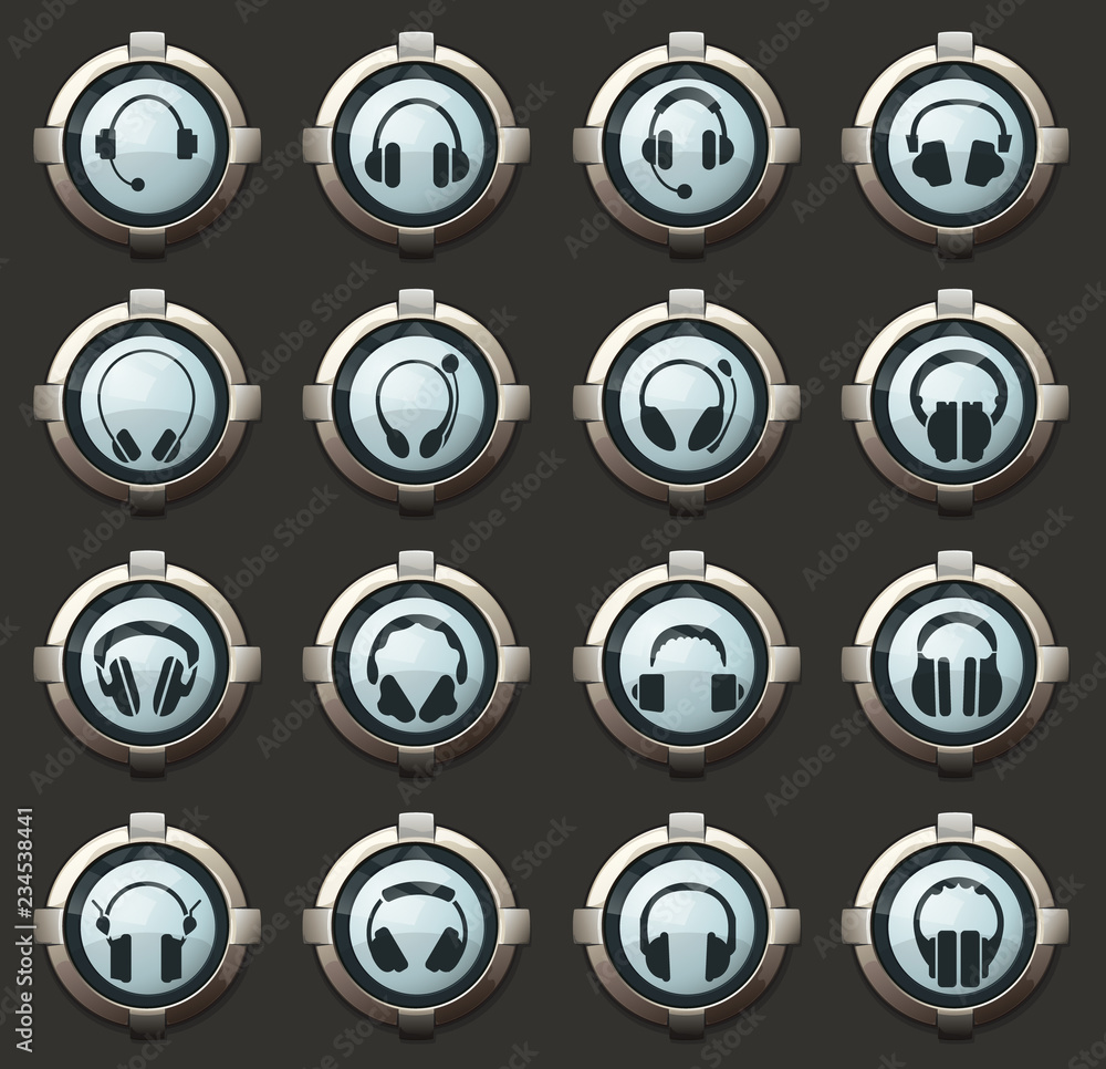 Headphones icons set Headphones icons set