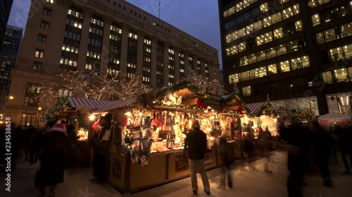 Christkindl Holiday Market Chicago 4k Time Lapse Scene 2 photo