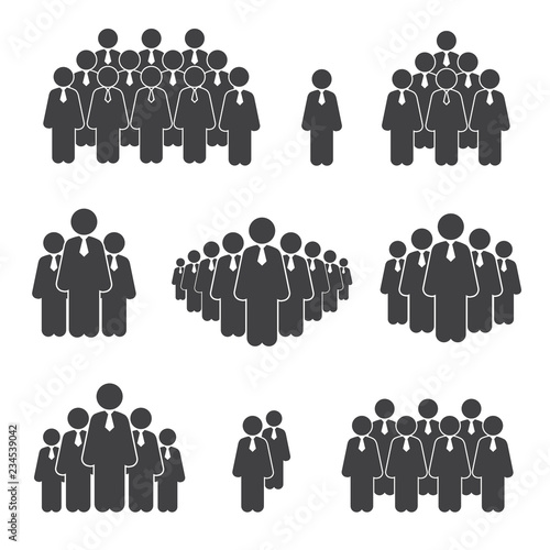 Group of businessman figures concept on white background icons