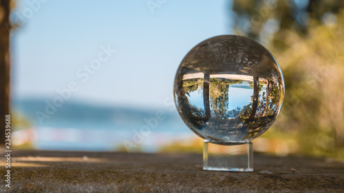 Crystal ball landscape shot on the Mainau island - Bodensee - Bavaria - Germany
