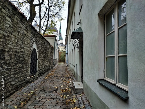 Narrow street near the town wall of Tallinn photo