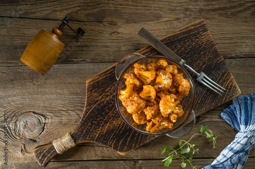 Cauliflower rosettes in a herbal marinade.