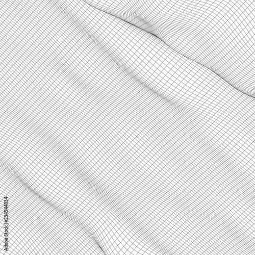 3d illustration. Abstract landscape on a white background. Cyberspace grid.