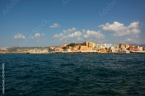 Fototapeta Naklejka Na Ścianę i Meble -  Venetian Harbor and port of Chania Old Town. Crete island of Greece