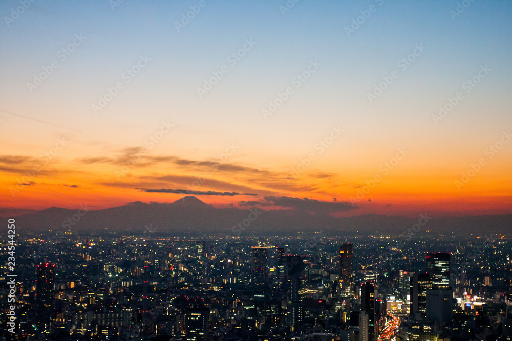 sunset in tokyo