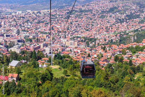 Beautiful aerial view of Sarajevo from funicular, Sarajevo city, Bosnia and Herzegovina