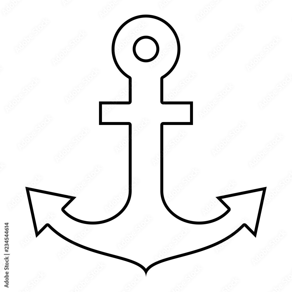 Ship anchor for marine nautical design icon black color illustration outline Ship anchor for marine nautical design icon black color illustration outline