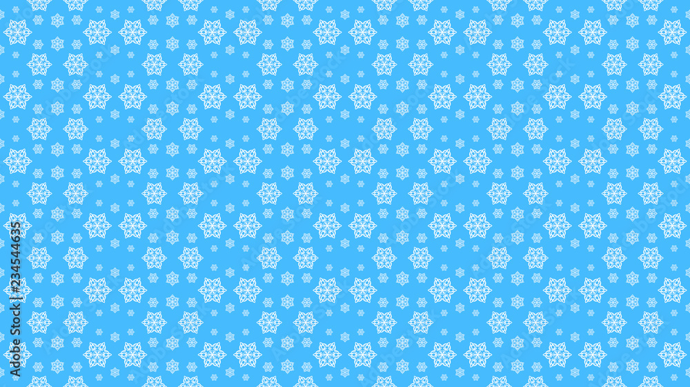 Pattern for Christmas and New Year holidays, white snowflakes on a blue background_