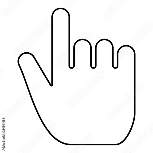 Hand point select declare index finger forefinger for click concept pushing choose icon black color illustration  outline