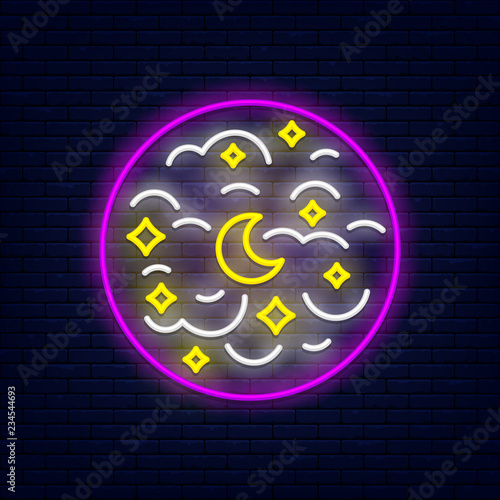 Night sky neon banner