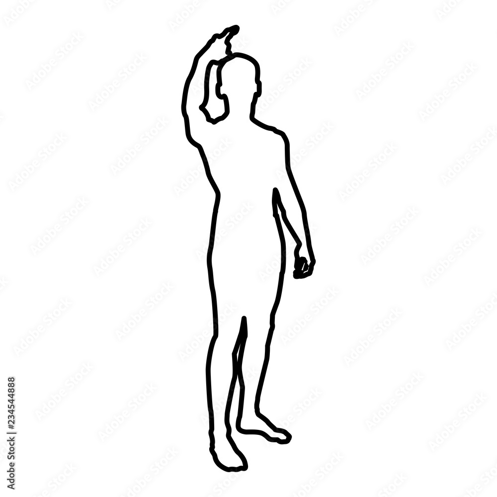 Fototapeta premium Man shows his finger up concept silhouette icon black color illustration outline