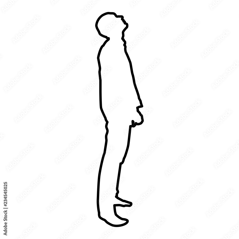 Man looks up silhouette icon black color illustration outline Man looks up silhouette icon black color illustration outline
