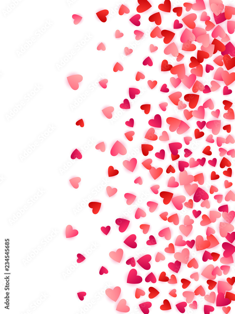 Red flying hearts bright love passion vector background.