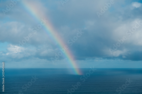 rainbow on ocean, rainbow ending on water