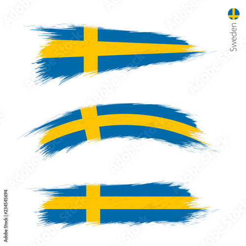 Set of 3 grunge textured flag of Sweden