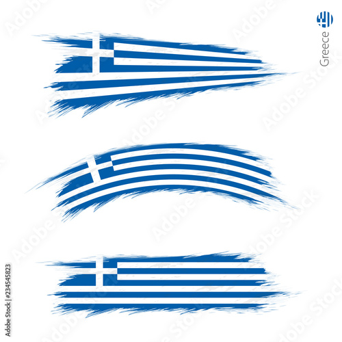 Set of 3 grunge textured flag of Greece