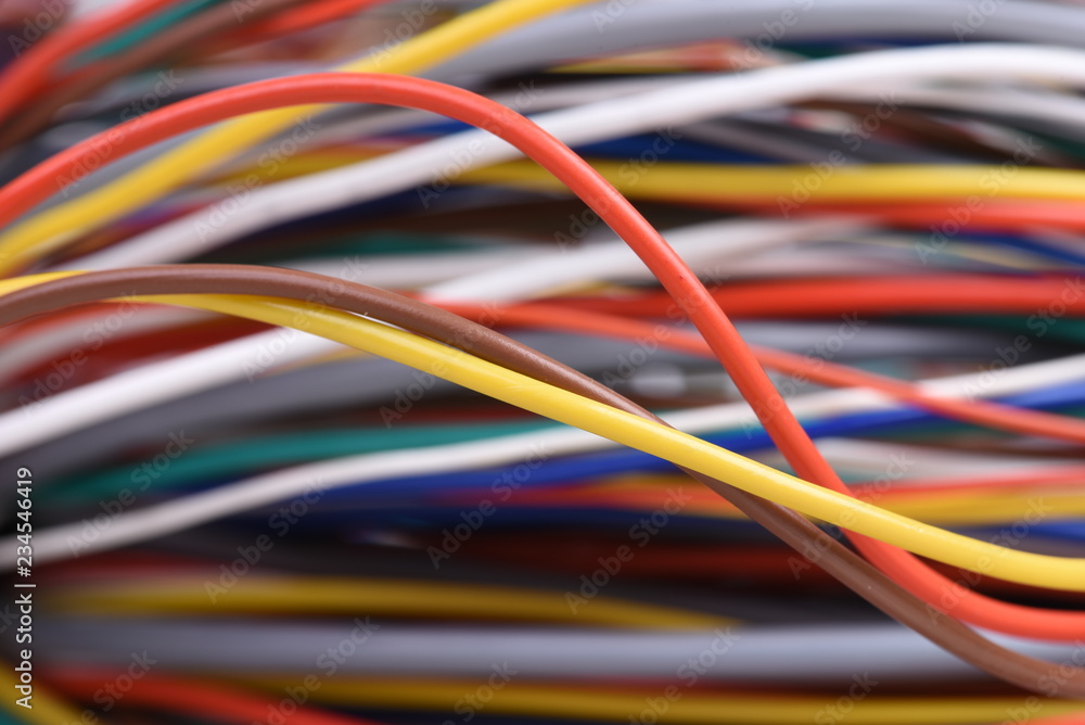 Colorful electrical cable used in telecommunication and electrical network