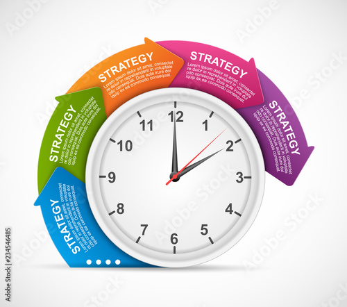 Abstract options infographics template. Arrows around the clock.