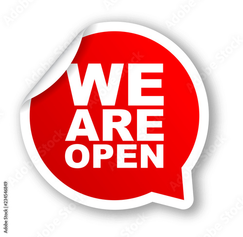 red vector banner we are open