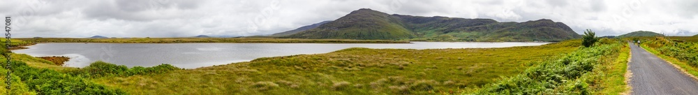 Panorama with Mountain Landscape in Achill, Great Western Greenway trail