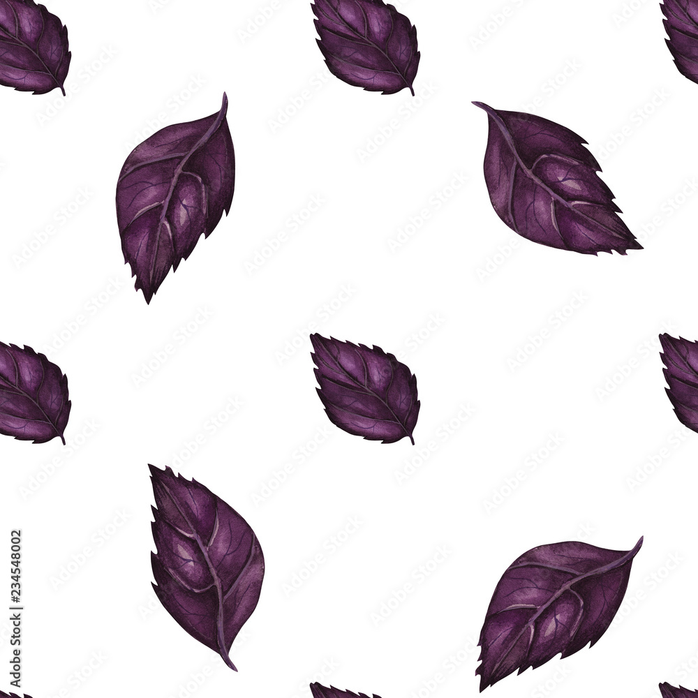 Vegan watercolor seamless pattern by purple basil Vegan watercolor seamless pattern by purple basil