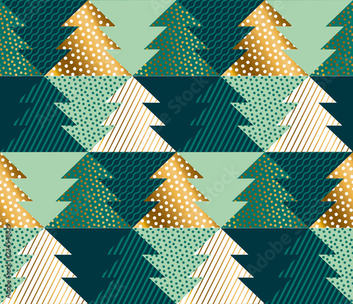 Abstract concept Christmas tree seamless pattern.