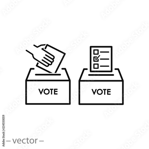 ballot box vote icon, voting linear sign on white background - editable vector illustration eps10