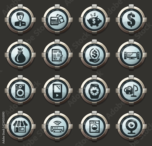 Pawn shop icons set