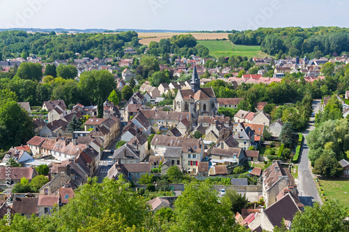 Aerial view of the village  of Mello, France.