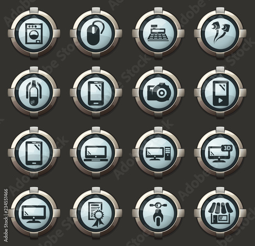 Supermarket electronic icons set