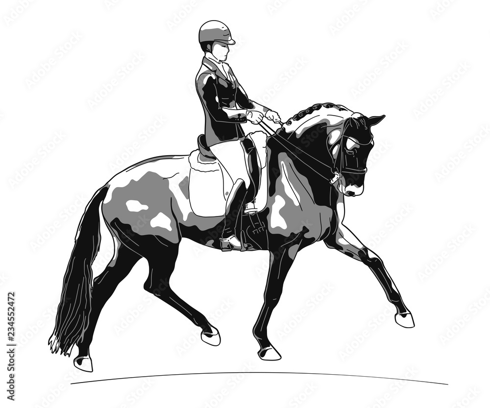 Equestrian sport. Advanced dressage test.