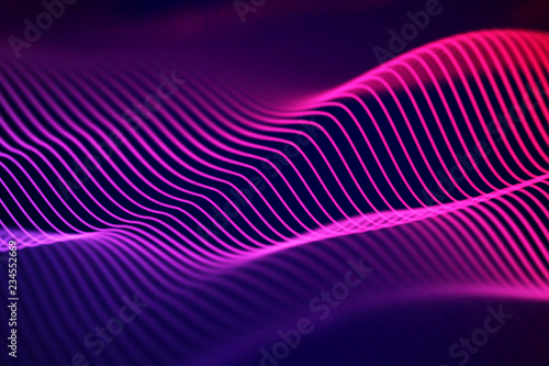 3D Sound waves. Big data abstract visualization.