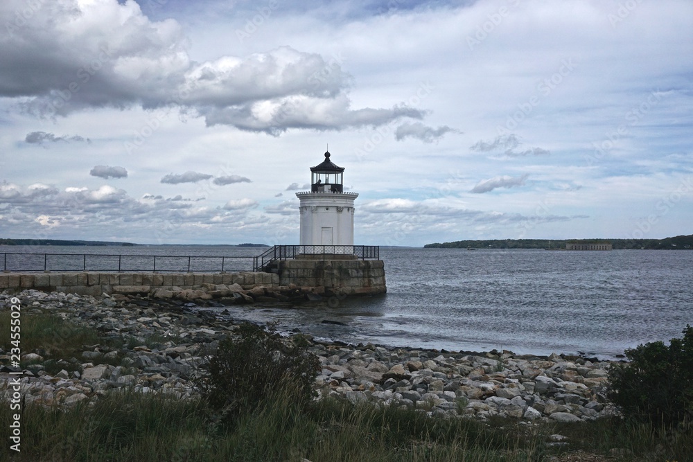 Portland, Maine, USA: The Portland Breakwater Light (also called Bug Light) was built in 1875, restored in 1989, and reactivated in 2002.