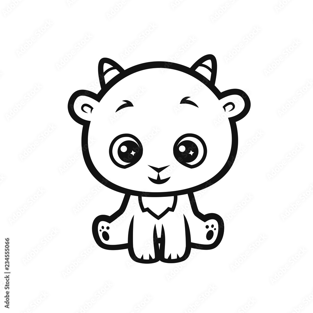 vector cartoon style outline fantastic horned baby creature cute illustration vector cartoon style outline fantastic horned baby creature cute illustration